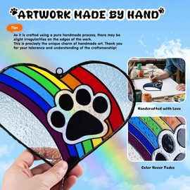 AuntyFey Stained Glass Rainbow Bridge Dog Memorial Gifts for Loss of Dog, Window Hanging Dog Memorial Suncatcher Paw Print Sympathy Passing Away Pet Memorial Bereavement Dog Gifts