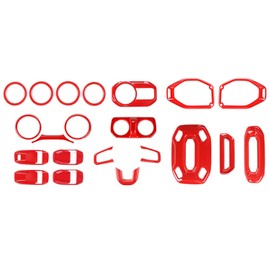 Jeliker for Wrangler JL Interior Trim Kit Red Dashboard for Jeep Wrangler JL JLU Gladiator JT 2018-2023 Red Interior Accessories 21pcs