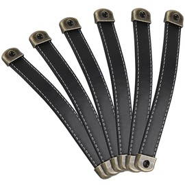 TEHAUX 6pcs Leather Drawer Pulls, Leather Handles Cabinet Pulls Drawer Handles Leather Suitcase Handles Leather Pulls for Cabinet Drawers Furniture Black