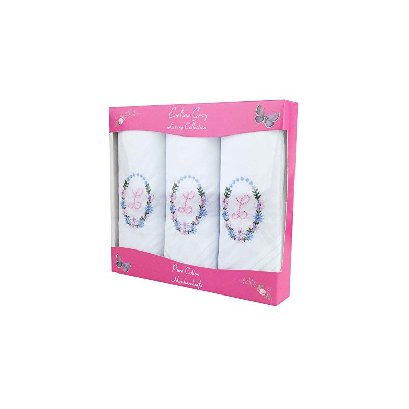 2COZEE Womens/Ladies Embroidered Initials Taschent 3-Pack? CHER with White EM