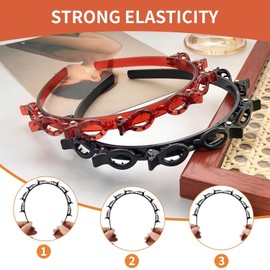 Landrain Pack of 4 Hair Bands with Clips Double Layer Hairpin Braided Headband with Clips