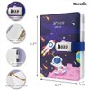 Mazeran Combination Lock Journal, PU Leather Hard Cover Space Astronaut