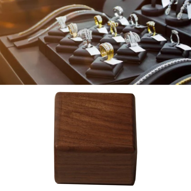 Wooden Ring Box Retro Elegant Square Engagement Ring Box with