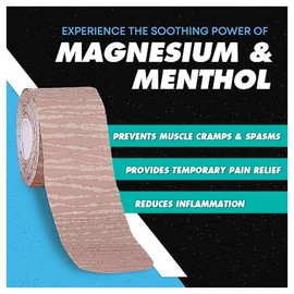 Heali Tape- Precut Kinesiology Tape Infused with Magnesium & Menthol for Back Pain & Tennis Elbow, Roll-20 Strips, 2" x 10"- Kinesiology Fitness Nude Tape with Zebra Design