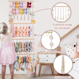 RDYEAAR Bow Organizer for Girls, Headband Organizer for Baby Girl, Bow Hanger for Girls, White Baby Girl Nursery Decor, Toddler Hair Accessory Organizer，Hanging Organizer