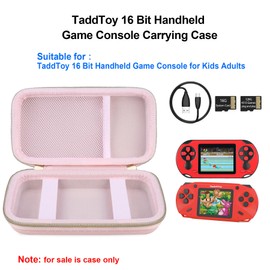 Elonbo Elonbo Carrying Case Compatible with TaddToy 16 Bit Handheld Game Console for Kids Adults, Classic Retro Video Games Travel Storage Cover Bag, Portable Electronic Game Player Organizer Holder, Pink