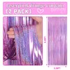 YUKL Laser Pink Curtains Fringe Backdrop Pink Streamers Party Decorations