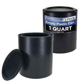 Master Elite 1 Quart Empty Plastic Paint Can Bucket, Pack of 2 - Triple Lock Airtight Lid Seal, 32 fl. oz. All-Plastic Coating Storage Container Can - Pail Handle, Dent & Rust Proof, Odor Resistant