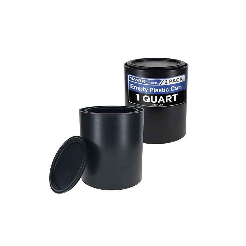 Master Elite 1 Quart Empty Plastic Paint Can Bucket, Pack