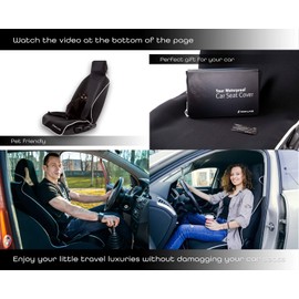 RAINUNG Car Seat Protector: Auto Car Seat Cover from Neoprene with Bracket- Nonslip Backing to Protect Your Leather Car Seats -Save Your Car-Truck-SUV (Black)