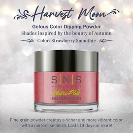 SNS Nail Dip Powder, Gelous Color Dipping Powder - Strawberry Smoothie (Pink/Mauve, Shimmer) - Long-Lasting Dip Nail Color Lasts 14 Days - Low-Odor & No UV Lamp Required - 1 OZ