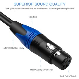 Disino Dual Female XLR to 1/4 inch(6.35mm) TRS Stereo Male Plug Y-Splitter Cable, Unbalanced 2-XLR Female to Quarter inch Adapter Patch Cord - 10 Feet