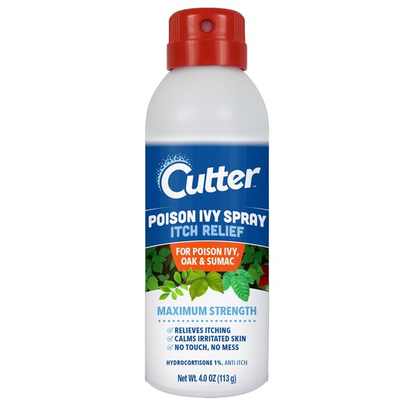 Cutter™ Poison Ivy Spray Itch Relief, Hydrocortisone Spray for Relief of Poison Ivy, Oak & Sumac Skin Itching, 113 g