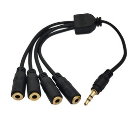 Traovien 3.5mm Splitter Cable, 1/8" TRS 3Pole 1 Male to 4 Female Audio Stereo Splitter Extension Cable 1 Input 4 Output for Headset 3.5mm Audio Headphone Cord(1Pcs)(3.5mm TRS 1M/4F)