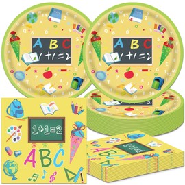 40Pcs Back to School Party Decorations First Day of School Disposable Tableware Plates Napkins Party Supplies Set for 20 Guests