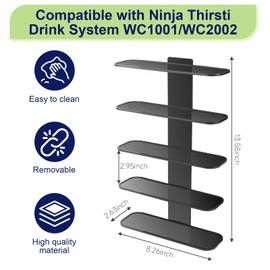 JAYOBGO Flavor Pods Holder for Ninja Thirsty, 5-tier Holds 25 Flavore Water Drops, Self-adhesive, Wall-mounted Storage Holder for Ninja Thirsti Drink System WC1001/WC2002 Soda Machine Flavor Pod Rack