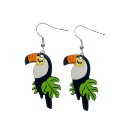 Miniblings Toucan Earrings – Handmade Fashion Jewellery I Bird Jungle Horn Bird Rainforest Parrot Woodpecker Birds Animal Exotic – Earrings Earrings, Wood