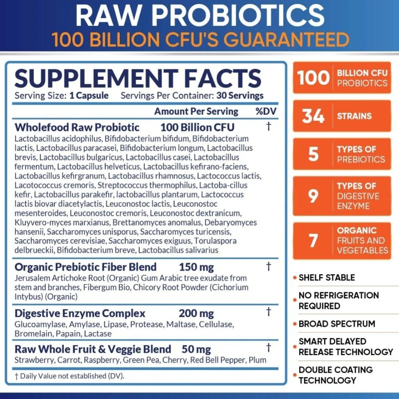 Enzimas Digestivas Digestión Probioticos 100 Billones Eg P8 Sin Sabor