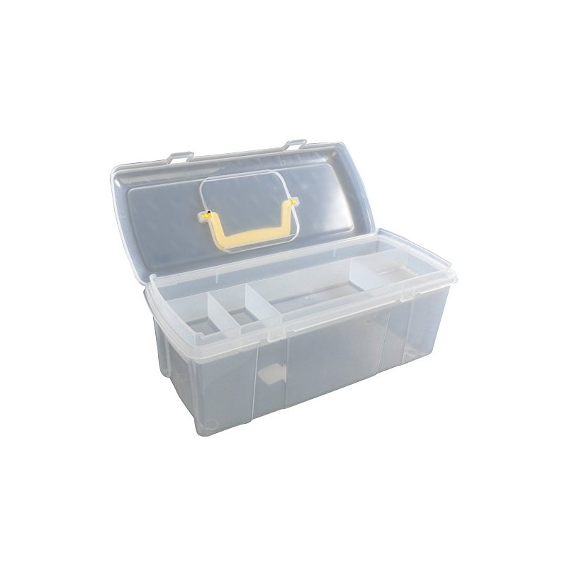 Whitefurze Utility Box with Yellow Handle, Natural, 5 Litre
