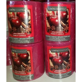 Luminessence Lot of 4 Luminessence Apple Cinnamon Pillar Candles, Great Scent!  7 OZ