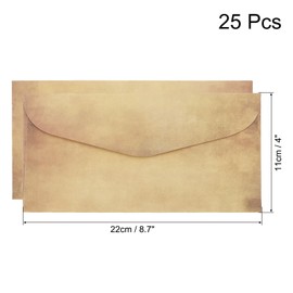 sourcing map 25 Packs Envelopes Vintage Stationery Aged Paper Brown Stationery Old Fashion Paper for Letter Writing, Invitations, Wedding-8.7x4 Inch