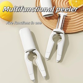 1 x fruit and vegetable peeler, multifunctional bottle opener, 5-in-1 bottle opener and peeler, portable multifunctional vegetable gadgets, quick peeler, peeling, shredding