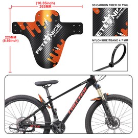 FETESNICE 2 Stück Kohlefaser Textur Mountainbike Schutzblech MTB Fahrrad vorne hinten Kotflügel DH Radfahren 24/26/27,5/29 Schutzbleche Mountainbike (Orange)