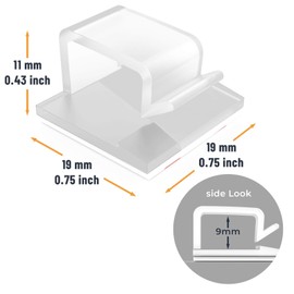 XIAOXI Cable Clips with Strong Self-Adhesive, XIAOXI R Shape Cable Management TV PC Wire Holder Sticky Tidy and Organizer Cord and Wires - 40 Pcs (Clear)