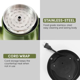 Elite Gourmet 12 Cup Retro Green Coffee Percolator with Keep Warm Function