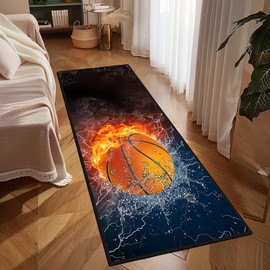 Basketball Runner Rug 2x6,Basketball Rug for Boys Bedroom,Sports Theme Throw Accent Area Rug Basketball Decor Floor Carpets Mat Non Slip Washable Runner Carpet for Entryway Hallway Laundry Bathroom