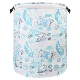 Beach Laundry Basket for Ocean Room Decor Coastal Sea Nursery Hamper Gift for Kids Boys Bin for Bathroom Bedroom Dorm, 17.71"x13.77"