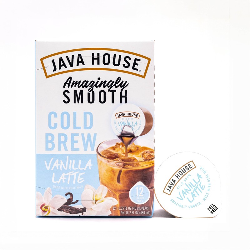JAVA HOUSE French Vanilla Latte Cold Brew Coffee Pods, (12
