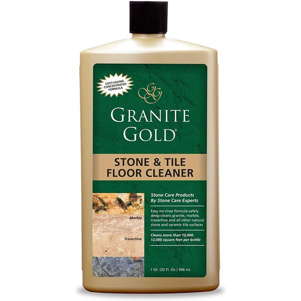 Granite Gold Stone and Tile Floor Cleaner Streak-Free No-Rinse Deep Cleaning for Granite, Marble, Travertine, Ceramic-Made in the USA, 32 Ounces, 32 Fl Oz