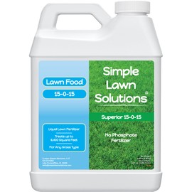 Superior 15-0-15 Liquid Lawn Fertilizer - Lawn Food for Growth & Green - Nitrogen, Potassium, Humic, Fish & Seaweed - Any Grass Type- Simple Lawn Solutions - All Season- Concentrate (64 Ounce)