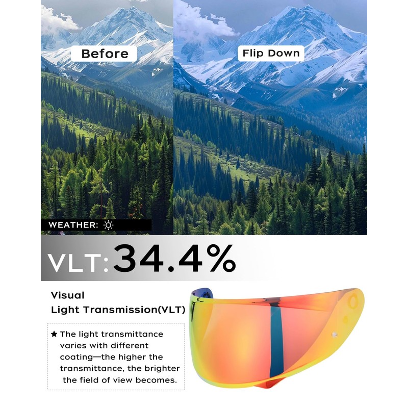 Soman HJ-34P Visor, Tinted HJ-34P Shield Replacement Compatible with C10