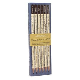 The Unemployed Philosophers Guild Shakespearean Insults Pencil Set - Box Wooden Paint-Dipped Unsharpened #2 Lead Pencils, Set of 6 Unique Designs