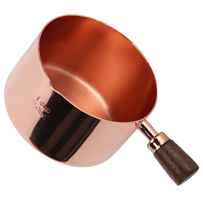 Sauce Pan Wooden Handle Rose Gold Stainless Steel Sauce Pot