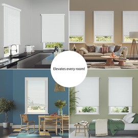 2-inch Faux Wood Cordless Room Darkening Blinds for Windows - Starting at $19.97 - (Over 500 Custom Sizes) Faux Wood Blinds, Room Darkening Blinds, White - 29" W x 64" H