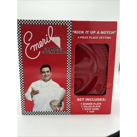 Emeril's Emeril Bistro Red 4 Piece Place Setting Dinner / Salad Plate Bowl Mug NEW