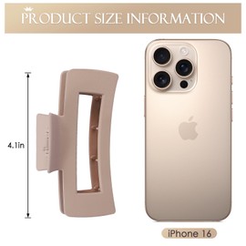 Mandydov 8 Pcs Large Hair Claw Clips 4.1 Inch Non-slip Big Square Matte Hair Claws for Women, Strong Hold Banana Clip for Thick Thin Hair(White/Brown)