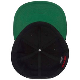 Otto Flat Visor Snapback Cap, Black and inner brim green