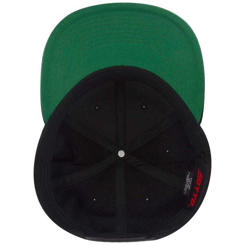 Otto Flat Visor Snapback Cap, Black and inner brim green