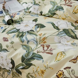 Softta Vintage Rural Flower Leaves Damask Floral Boho California King Size 3Pcs Duvet Cover Set Luxury French Rural Flower 100% Egyptian Cotton