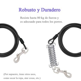 Correa para Perros, Correa de Acero,Correa para Perro de Alta,Perfecta para Perros Grandes Medianas y Pequeñas,3 Metros (Negro)