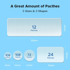 LitBear Large Pimple Patches (5 Sizes 324 Patches), Acne Patches for Face, Chin, Back or Body, Hydrocolloid Patches Suitable for All Skin Types
