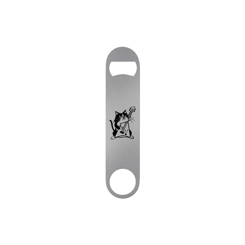 'Mad Cat Playing Electric Guitar' Bar Blade Bottle Opener (BR00018765)