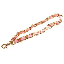 UTreers Chain Strap Wrist Strap for Clutch Wallet Purse with Chain Strap Coin Purse Strap Unique&Safe (B Gold Chain Pink Leather)