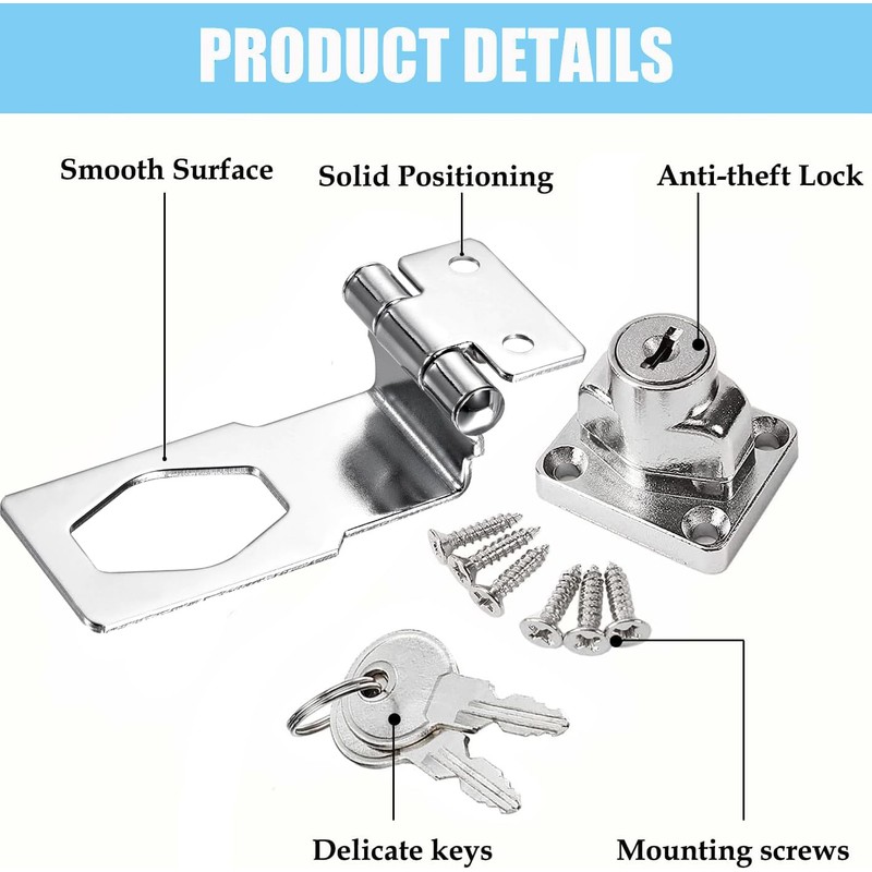 Litensh Rectangular Angle 90 Degree Hasp Lock with Key Equal