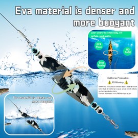 Pfeibk 4pcs Catfish Rig Floats Kit, EVA Foam Peg Floats Bait Rigs Fishing Bobbers Floats Fishing Corks Catfish Lures High-Carbon Circle Hooks and Crane Swivel for Catfishing Tackle Combo (White)