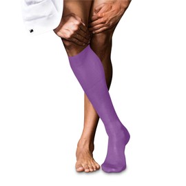 FALKE Men's No. 9 Knee Socks Breathable Cotton High Quality Silky Shine Elegant Reinforced Men's Socks Flat Seam Pressure-free Toe Fine Smooth Plain Business 1 Pair, Purple (Pink Iris 8943)